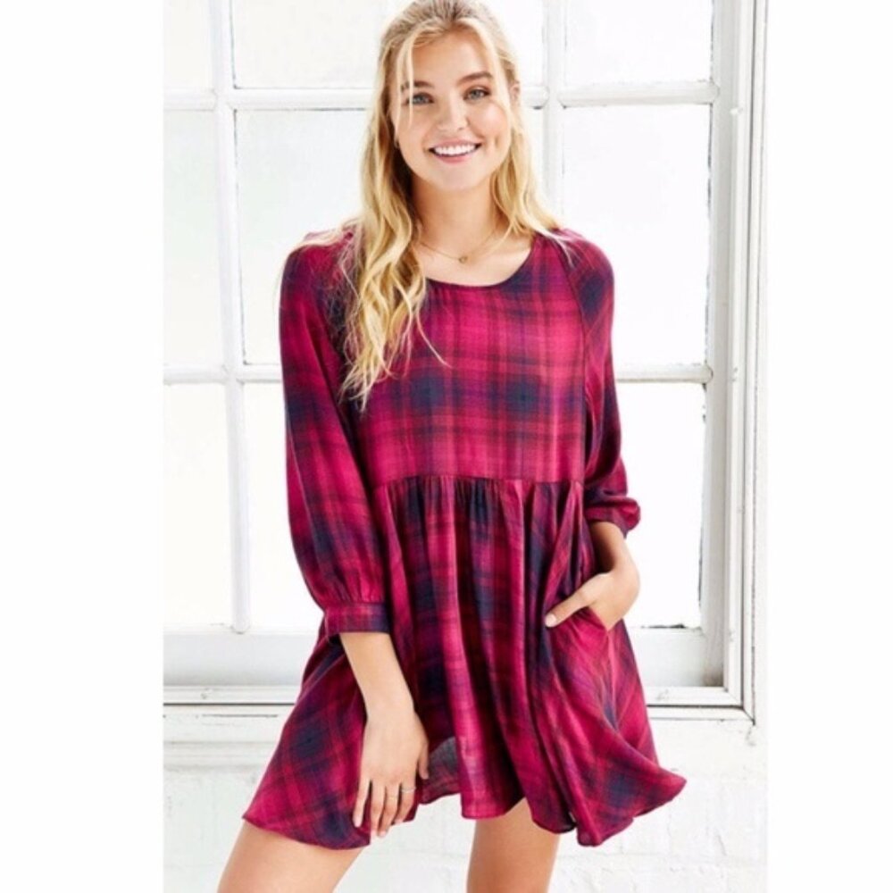 Urban Outfitters Cooperative School Daze Babydoll Dress, Burgundy